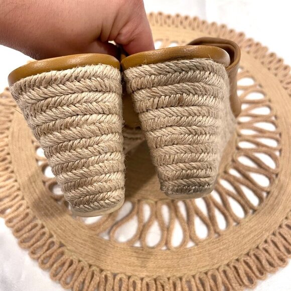 Vince Sylvia Knotted Espadrille Wedge Sandals Camel Leather Size US 9 - Picture 7 of 13